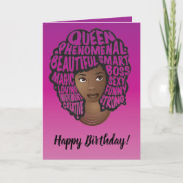 Happy Birthday, zwarte vrouwen aanmoedigen, magent Kaart