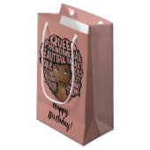 Happy Birthday, zwarte vrouwen aanmoedigen, roze Klein Cadeauzakje (Voorkant Gekanteld)