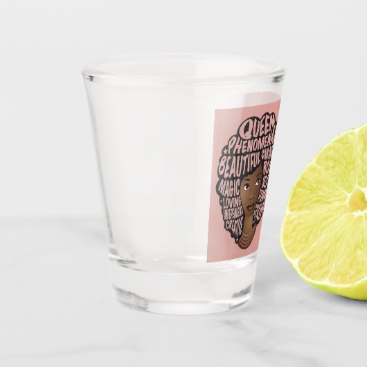 Happy Birthday, zwarte vrouwen aanmoedigen, roze Shot Glas (Links)