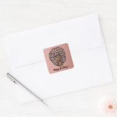 Happy Birthday, zwarte vrouwen aanmoedigen, roze Vierkante Sticker (Envelop)
