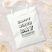 Happy Birthday zwarte witte aangepaste naam modern Bedankzakje (Geknipt)
