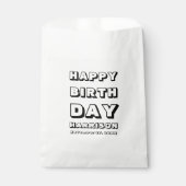 Happy Birthday zwarte witte aangepaste naam modern Bedankzakje (Voorkant)