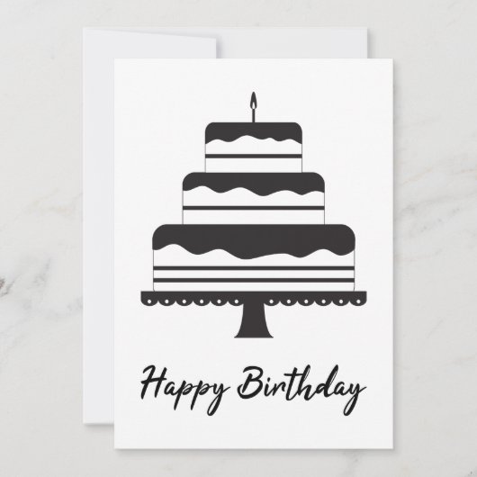 Happy Birthday | Zwarte witte drietrapskaart-Kaart (Voorkant)