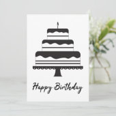 Happy Birthday | Zwarte witte drietrapskaart-Kaart (Staand voorkant)
