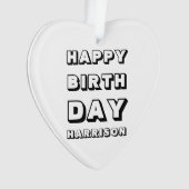 Happy Birthday zwarte witte kerstnaam Ornament (voorkant)