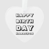 Happy Birthday zwarte witte kerstnaam Ornament (achterkant)