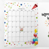 Happy BirthdayCard December 2022 Kalender Trifold Drieluik Kaart (Binnenzijde eerst)