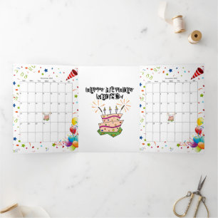 Happy BirthdayCard November 2022 Kalender Trifold Drieluik Kaart