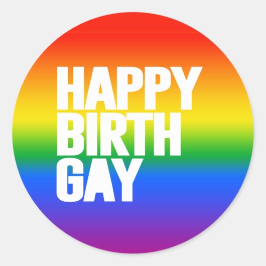 Happy Birthgay Ronde Sticker (Voorkant)
