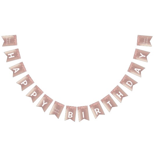 Happy Bithday - Roos Gold Blush Glitter Drivers Vlaggetjes (Alle)