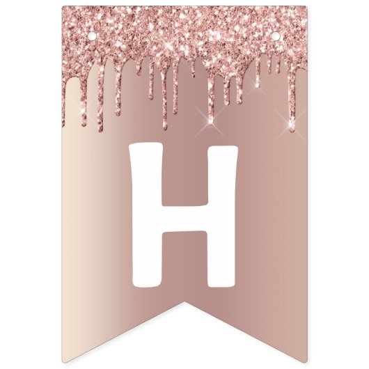 Happy Bithday - Roos Gold Blush Glitter Drivers Vlaggetjes (Tweede vlag)