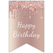 Happy Bithday - Roos Gold Blush Glitter Drivers Vlaggetjes (Eerste vlag)