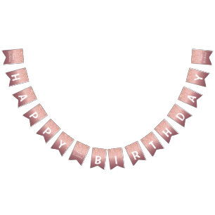 Happy Bithday - Roos Gold Blush Glitter Sparkle Vlaggetjes