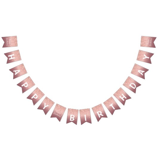 Happy Bithday - Roos Gold Blush Glitter Sparkle Vlaggetjes (Alle)