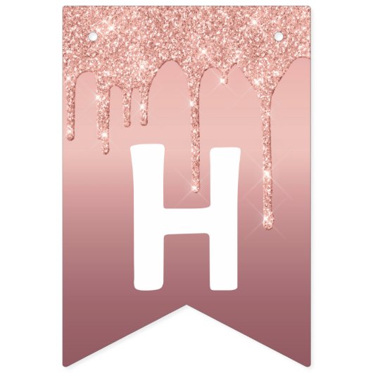 Happy Bithday - Roos Gold Blush Glitter Sparkle Vlaggetjes (Tweede vlag)