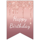 Happy Bithday - Roos Gold Blush Glitter Sparkle Vlaggetjes (Eerste vlag)