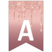 Happy Bithday - Roos Gold Blush Glitter Sparkle Vlaggetjes (Derde vlag)