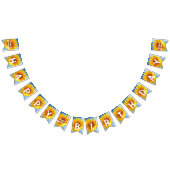 Happy Bitrhday - Zonnebloem en bijen op Blue Sky Vlaggetjes (Alle)