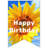 Happy Bitrhday - Zonnebloem en bijen op Blue Sky Vlaggetjes (Eerste vlag)