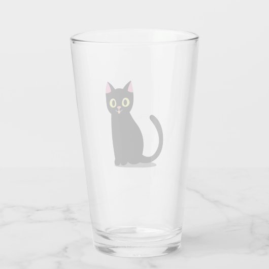 Happy Black Cat Cartoon Glas (Achterkant)