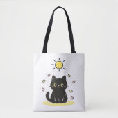 Happy Black Cat Sunshine Tote Bag (Voorkant)