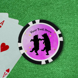 Happy Black Dancing Beren String of Stars Roze Poker Chips