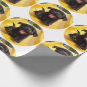 Happy Black Lab Puppy on Slide Fun Gift Wrap Cadeaupapier (Hoek)