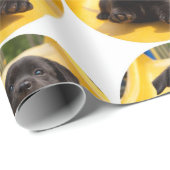 Happy Black Lab Puppy on Slide Fun Gift Wrap Cadeaupapier (Rol Hoek)