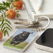 Happy Black Labrador Retriever actief Sleutelhanger (Voorkant Rechts)