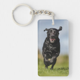 Happy Black Labrador Retriever actief Sleutelhanger