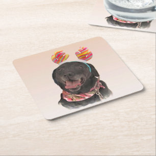 Happy Black Labrador Retriever Dog Paper-Onderzett Kartonnen Onderzetters