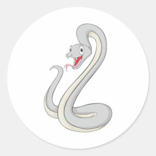 Happy Black Mamba Snake Ronde Sticker
