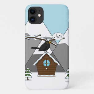 Happy Blackbird Singing in Winter Landscape Case-Mate iPhone Case