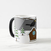 Happy Blackbird Singing in Winter Landscape Magische Mok (Voorkant links)