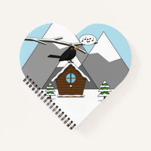 Happy Blackbird Singing in Winter Landscape Notitieboek