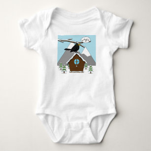 Happy Blackbird Singing in Winter Landscape Romper