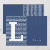 HAPPY | Blauwe gestippelde geboortekaart Aankondiging (Voorkant / Achterkant)