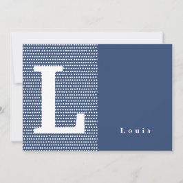 HAPPY | Blauwe gestippelde geboortekaart Aankondiging