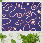 Happy Blobs - Navy Blue, Red & White Theedoek (Gevouwen)