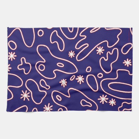 Happy Blobs - Navy Blue, Red & White Theedoek (Horizontaal)