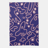 Happy Blobs - Navy Blue, Red & White Theedoek (Verticaal)