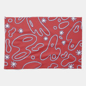 Happy Blobs - Rood, Wit en Blauw Squiggles Theedoek (Horizontaal)