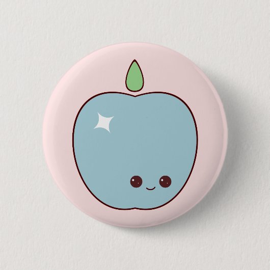 Happy Blue Apple Pin Ronde Button 5,7 Cm (Voorkant)