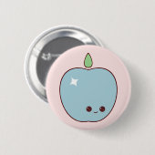 Happy Blue Apple Pin Ronde Button 5,7 Cm (Voorkant /achterkant)