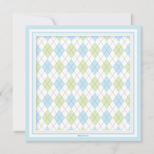 Happy Blue Argyle Boy Baby shower Uitnodiging (Achterkant)