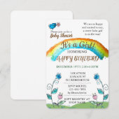 Happy Blue Bird Baby shower Kaart (Voorkant / Achterkant)