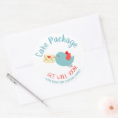 Happy Blue Bird Heart Envelope Care Package Ronde Sticker (Envelop)