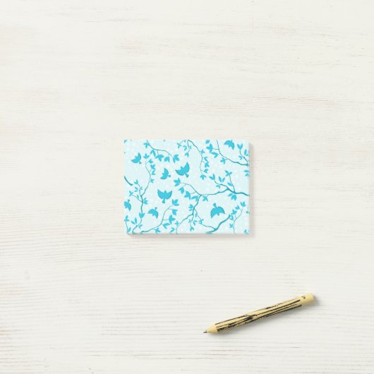 Happy Blue Birds Post-it® Notes (Op bureau)