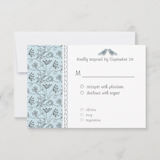 Happy Blue Birds RSVP-respons betaalbaar RSVP Kaartje (Voorkant)