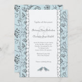 Happy Blue Birds Wedding Doodle Trendy Budget Kaart (Voorkant / Achterkant)